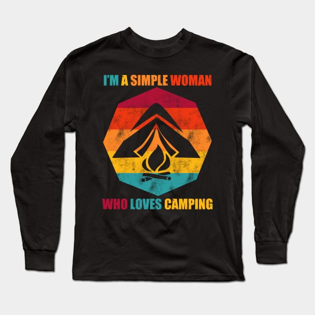 Retro Camping Long Sleeve T-Shirt by Imutobi